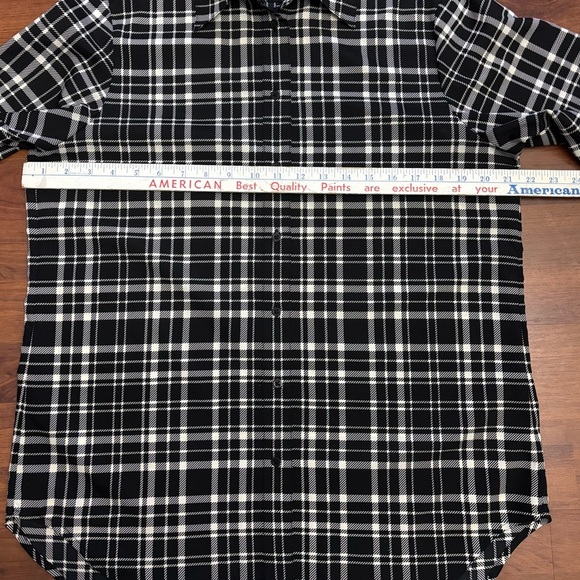 Lauren Ralph Lauren Sheer Button Up Tunic Black Plaid Oversized Top Size Medium - Picture 7 of 10